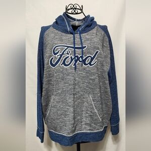Ford Gray Heather Hoodie with Blue Raglan Sleeves